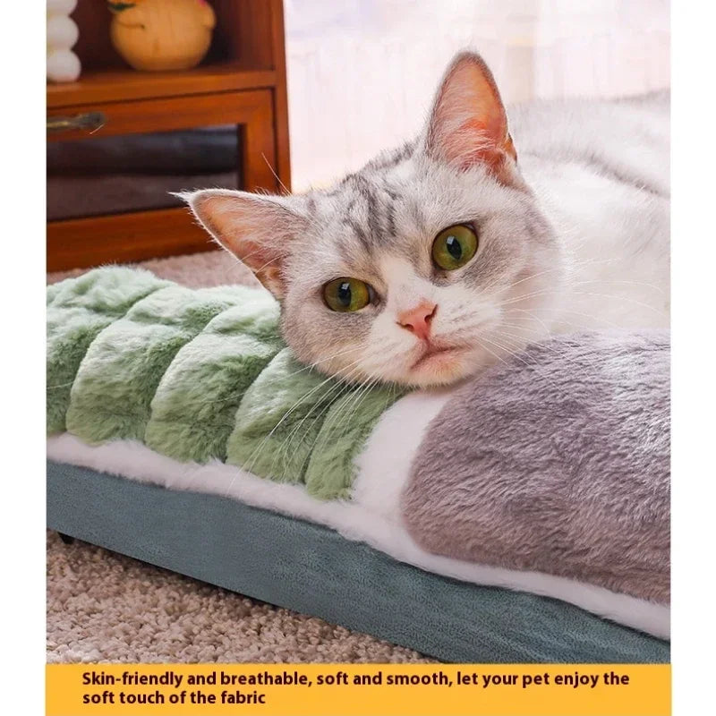 2024 NEW Winter Warm Dog Sleeping Mat Comfortable Dog Bed Plush Pet Mat for Small Medium Large Dogs Square Puppy Bed with Pillow