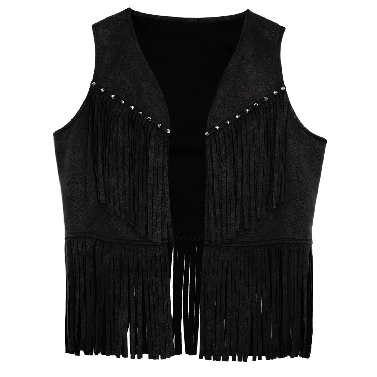 Kids Girl Boy Fringed Vest for Carnival Theme Party Tassels Top Open Front Waistcoat Child Halloween Western Cowboy Costumes