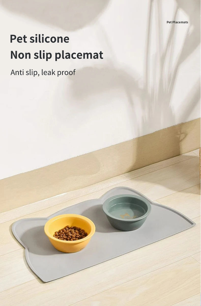 1pc, Pet Placemats, Cat Silicone Placemats for Feeding, Easy to Clean, Anti-Slip, Raised Edges, Suitable for Both Cats and Dogs