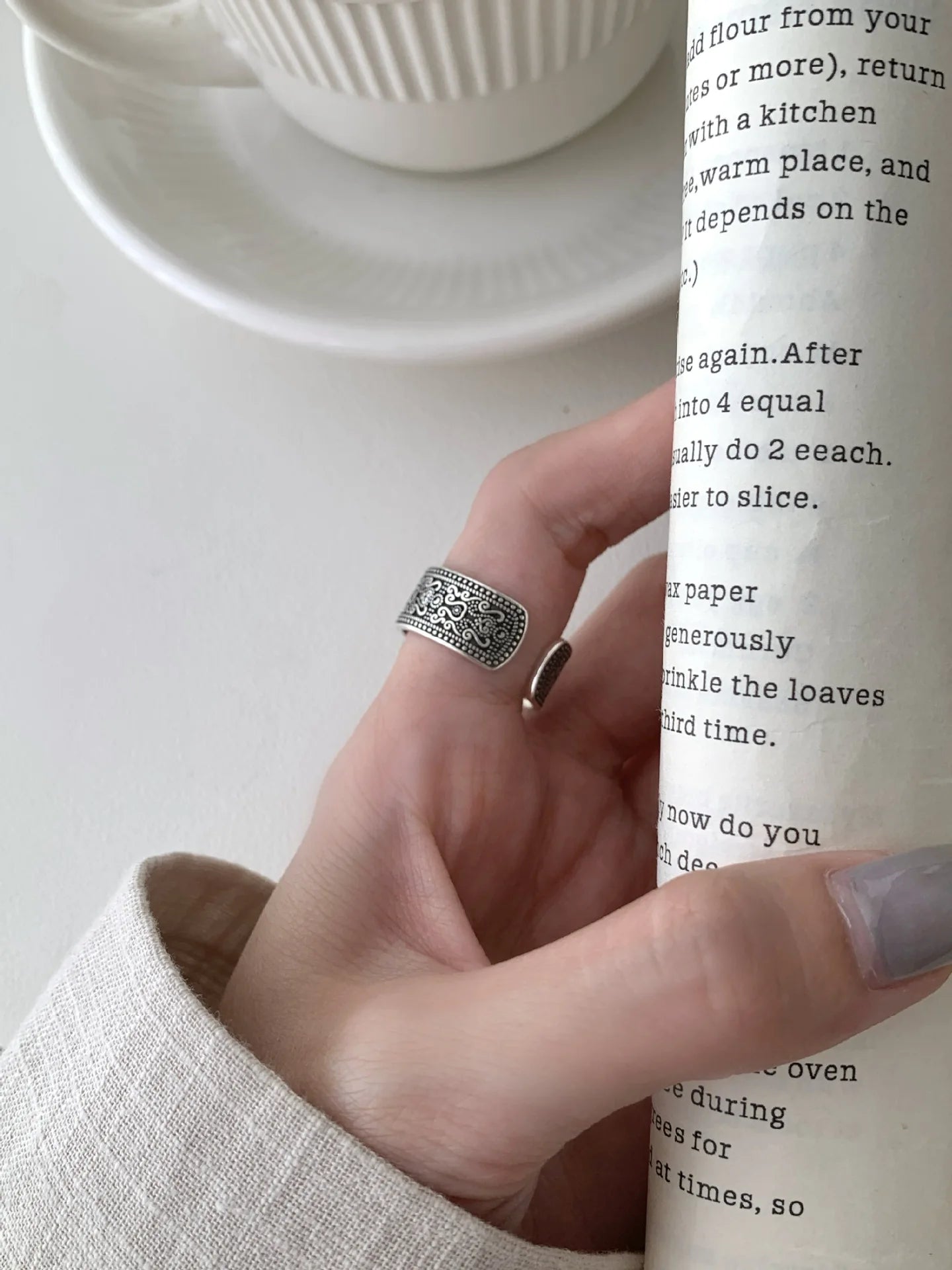 VENTFILLE 925 Sterling Silver Arabesque Pattern Ring For Women Vintage Aesthetic Simple Trend Ethnic Jewelry Gift Dropshipping