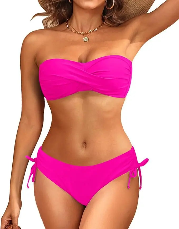 UltraAdjustable Bikini Sculpting High Waist Bikini Removable Padded Supportive Bikini Beach Vacation Tropical Swimwear