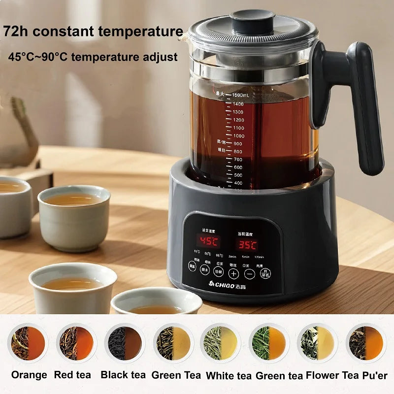 1.5L Smart Electric Kettle Multifunction Steam Teapot Temperature Control Health Pot Office Glass Flower Teapot Auto Keep Warm