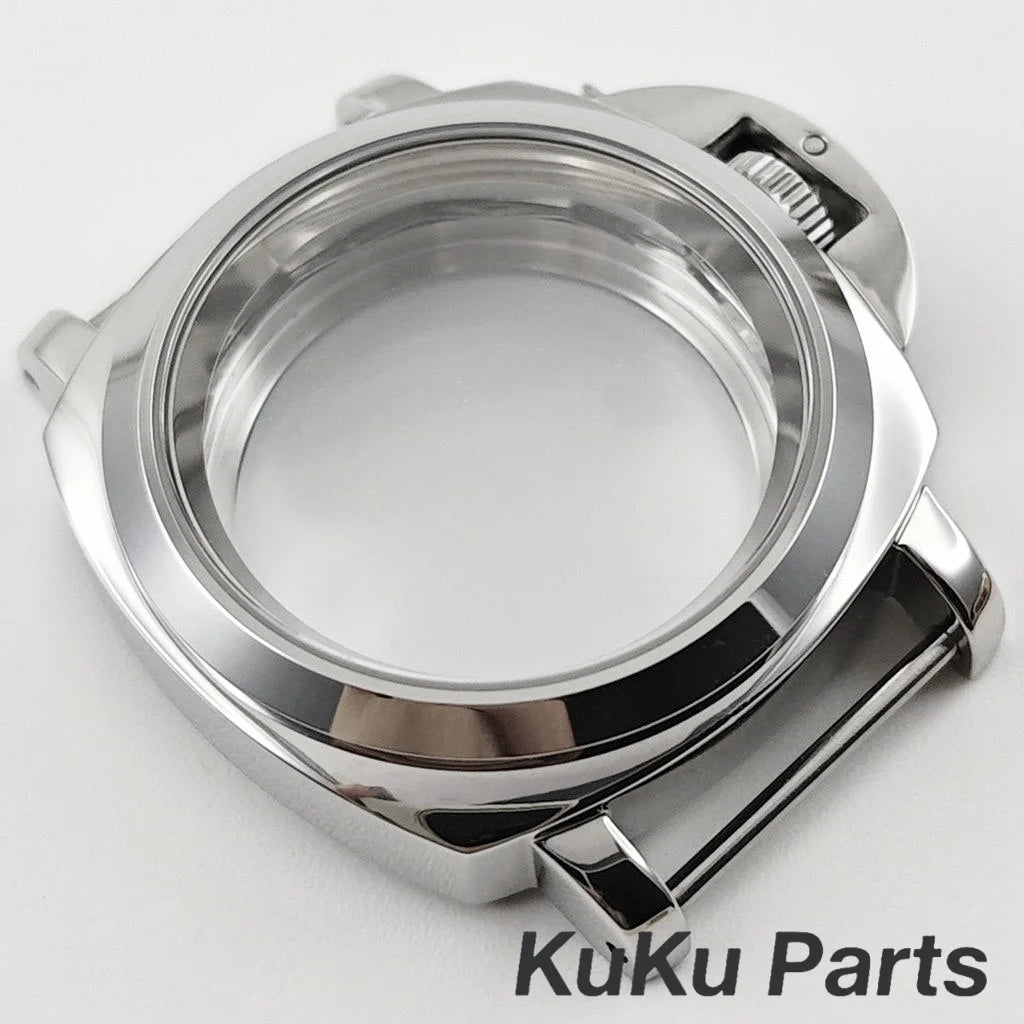 Polished/Brushed NH35 40mm Silver Sapphire Glass Watch Case With Handle Case for NH34 NH35 NH36 4R35 Movement 28.5mm Dial Watch