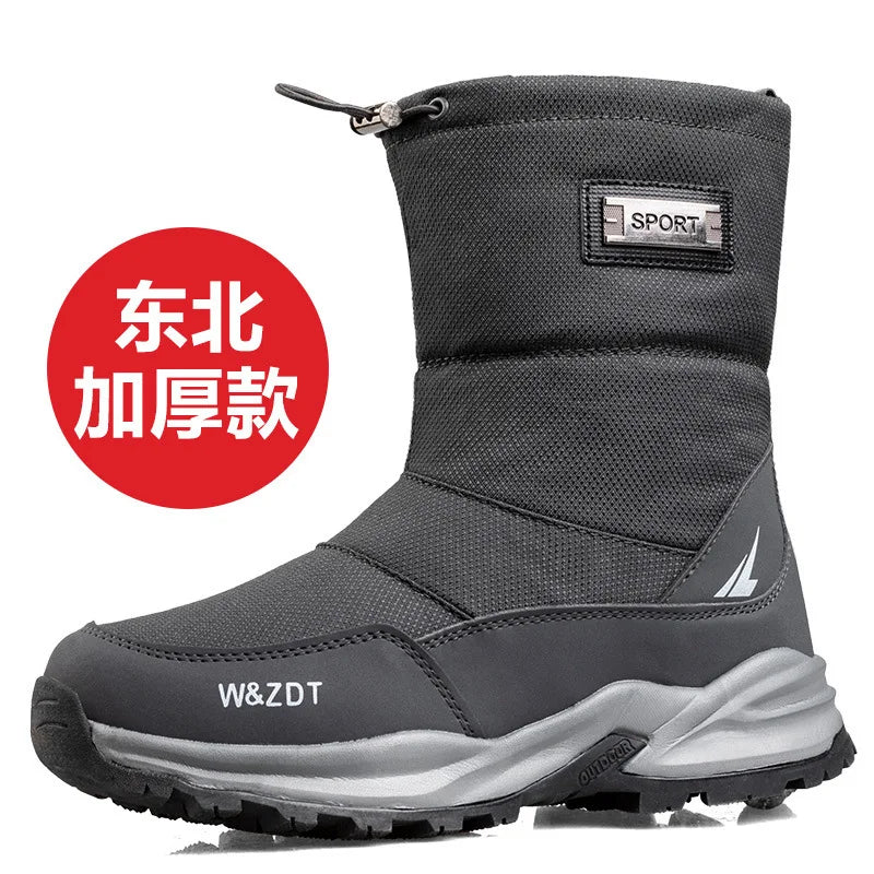 Winter Men's Boots Fashion High-top Casual Cotton Boot Thick Fur Plush Warm Snow Boots Non Slip Platform Boots for Men Botas2025