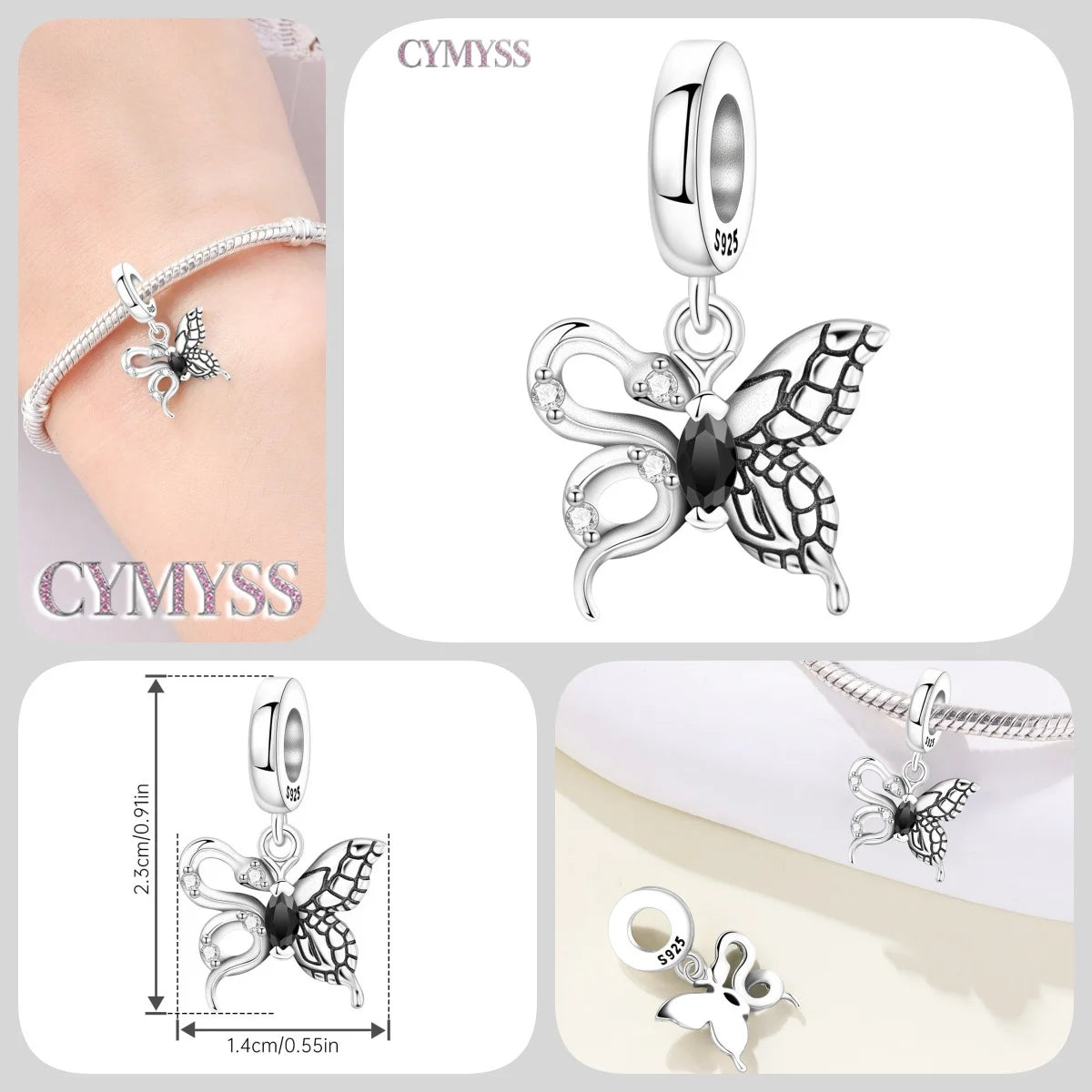 925 Sterling Silver Plated Bee Sunflower Butterfly Charm Pendant Fine Jewelry Women DIY Bracelet Necklace Birthday Party Gift