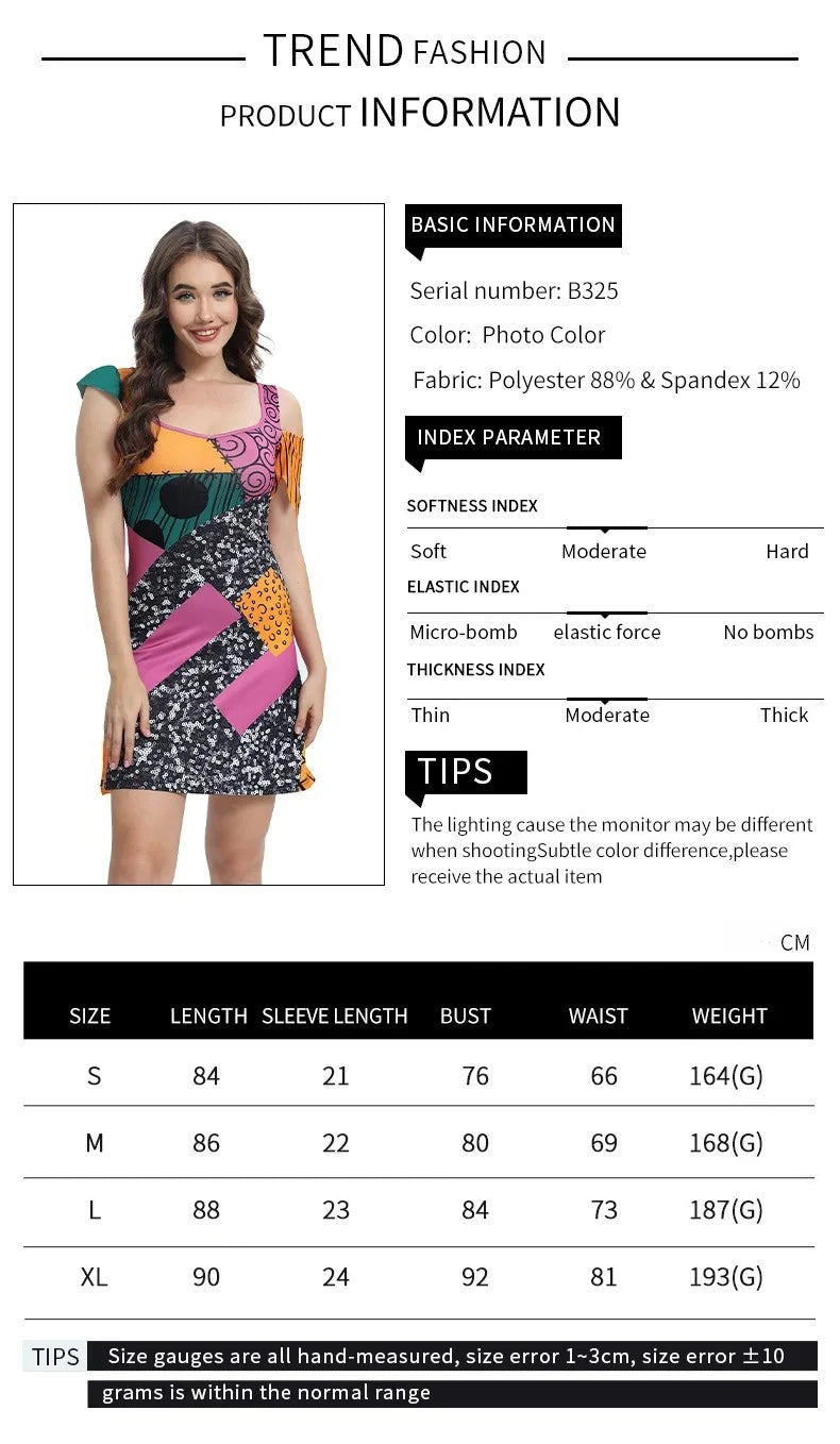 Halloween Cosplay Costume For Women Sally Printed Dresses Party Costume Zenti Carnival Bodysuits Dress Up Female Women Leggings