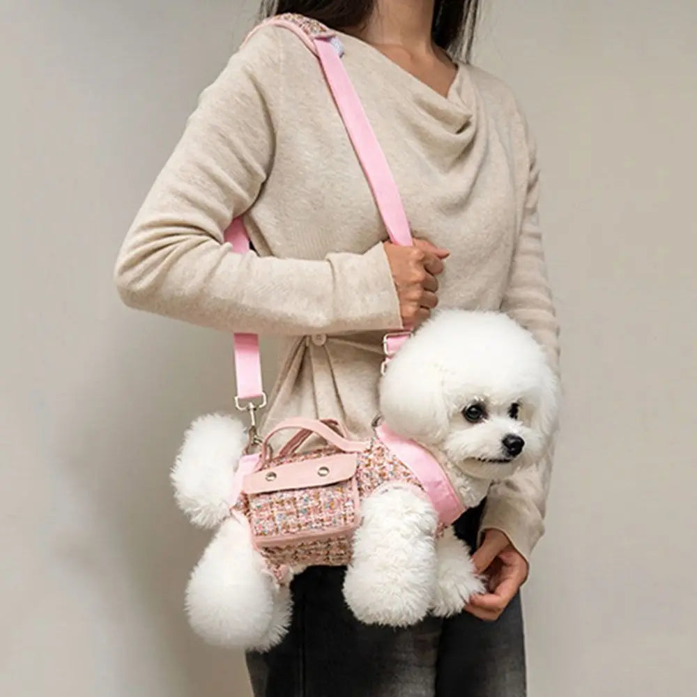 Stylish Dog Horizontal Backpack Elegant with Leash Handle Pet Traction Backpack Breathable Edge-wrapped Cat Carrier Bag Travel
