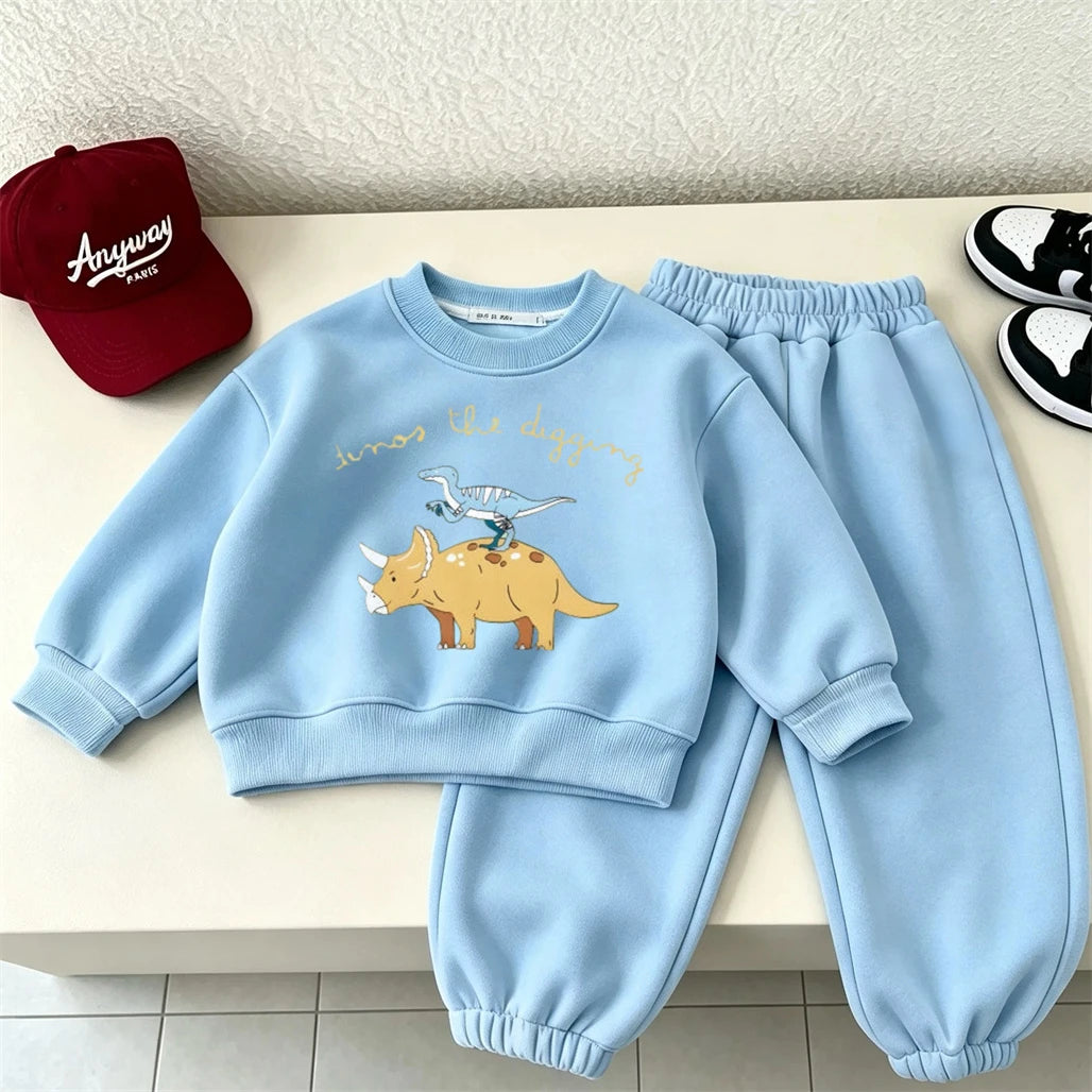 Boys And Girls Cartoon Costume Round Neck Hoodie Loose Pants Baby Autumn Clothing 2Piece/Set Toddler New Design Lovely Suits