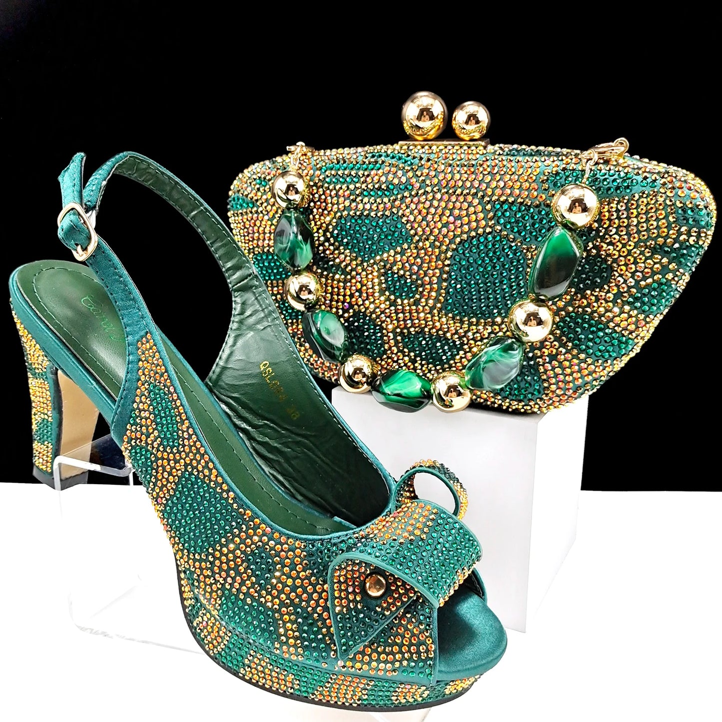 New Arrival Sky Blue Color Platform Design Party Wedding High Heel Peep Toe Lady Shoes and Bag Set and A Pair of Shoes