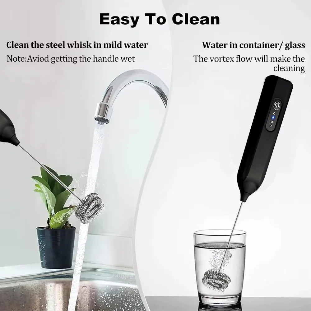 Electric Milk Frother Egg Beater Mini Portable Coffee Whisk Mixer USB Rechargeable Milk Foamer Maker Wireless Handheld Stirrer