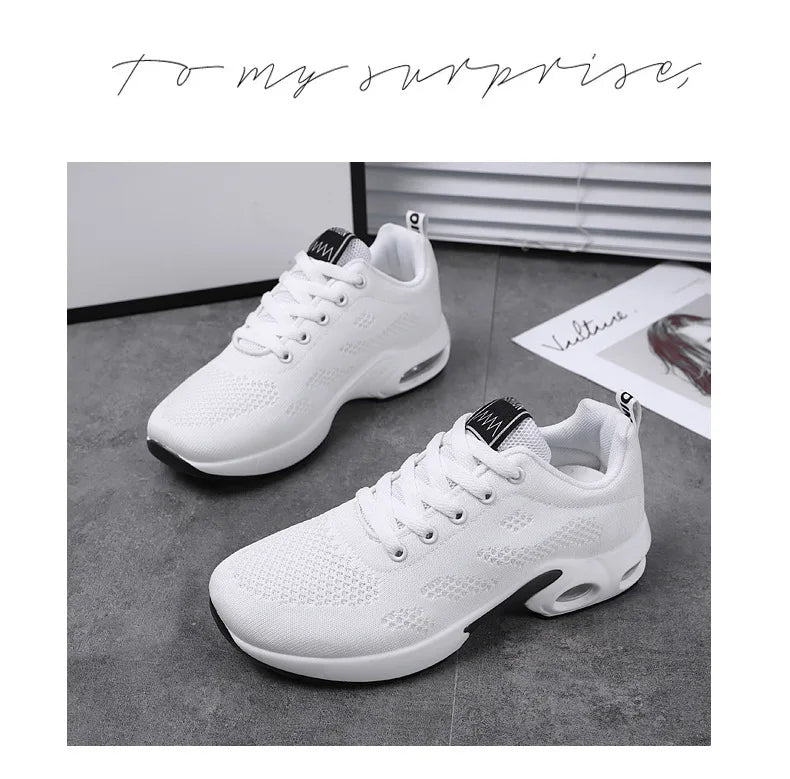 Women Mesh Breathable Casual Sneakers Lace-up Vulcanized Shoes Ladies Platform Sneakers Female Shoes Plus Size Zapatos De Mujer