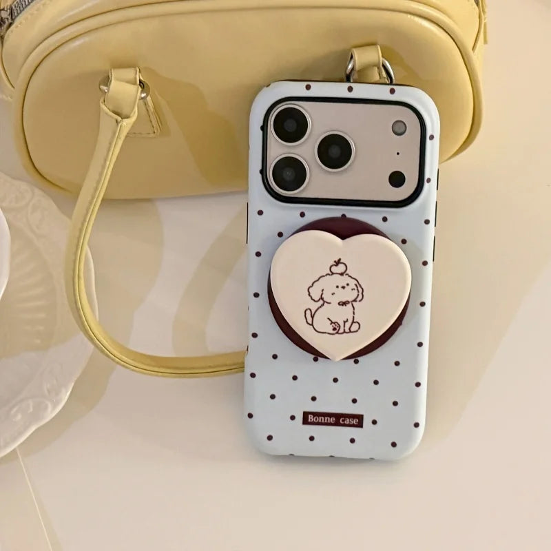 Korean Style Simple Polka Dot Magnetic Soft Phone Case For Magsafe IPhone 17 16 15 14 13 12 Pro Max Shockproof Protective Cover