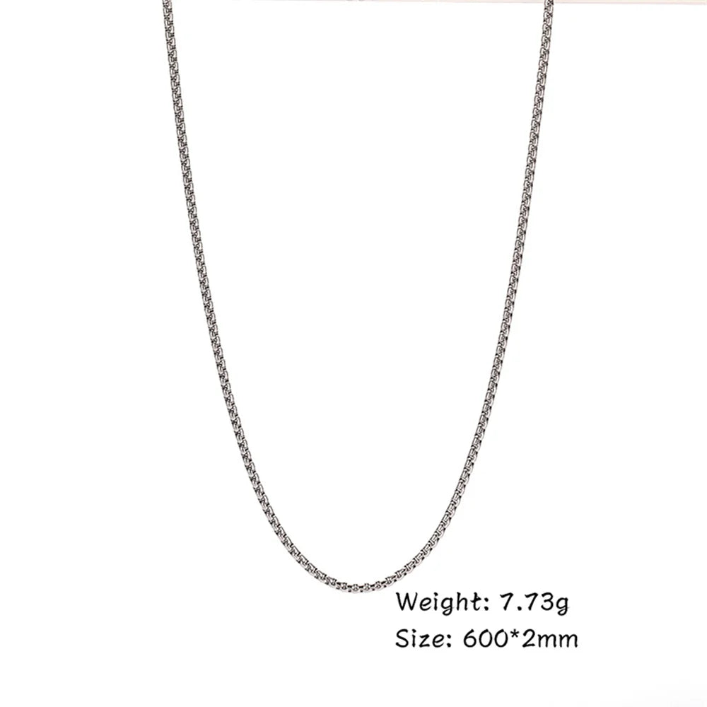 My Shape 10 pcs 60cm Box Chain Necklaces for Men 24 Inch Box Chain 2-3mm Chains Chokers Steel Color Fashion Jewelry Boys Gifts