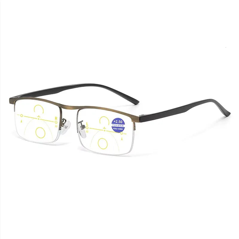 Auto Zoom Progressive Multifocal Reading Glasses, Near & Far Vision Presbyopic Eyewear, Anti-Blue Light Glasses