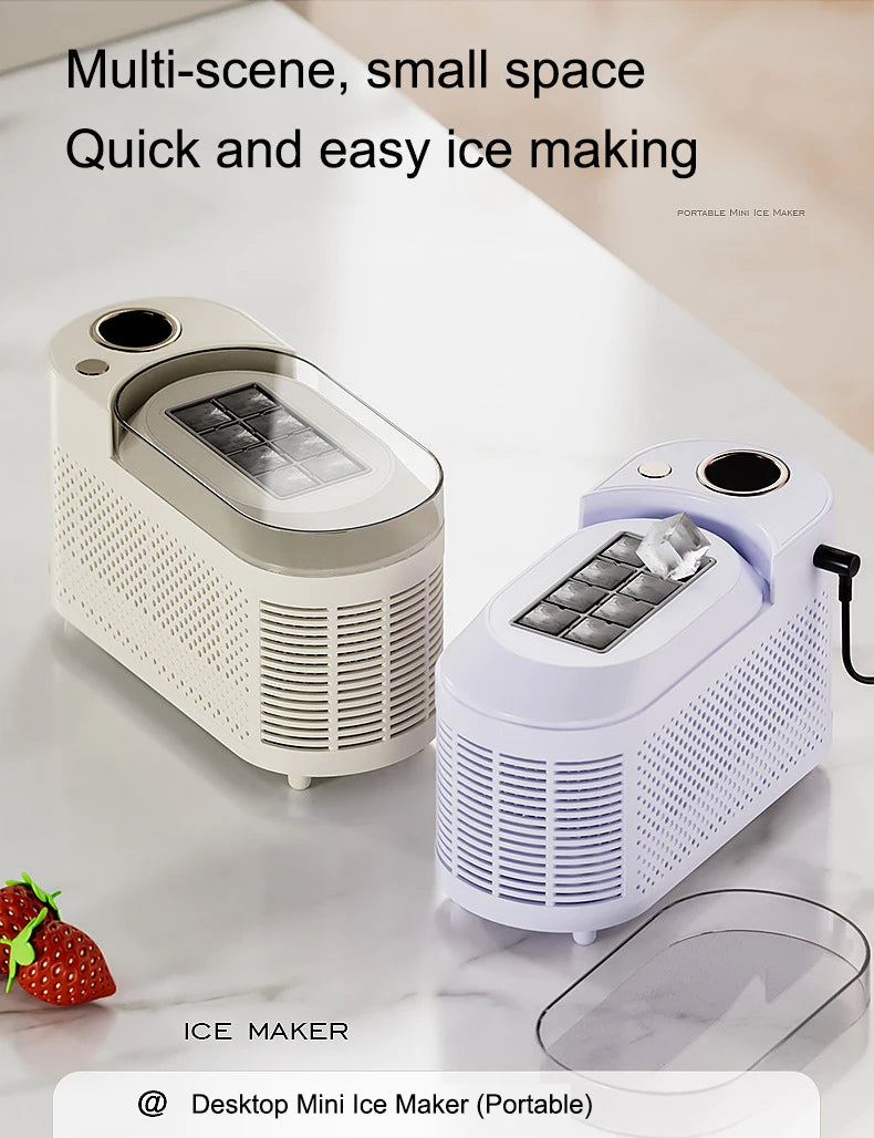 110V/220V Portable Small Ice Maker Mini Home Dormitory Office Camping 12V Car Cube Ice Automatic Ice Making Box Ice Machine