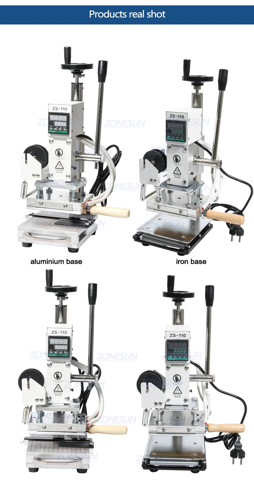 ZONESUN ZS110 Hot Foil Stamping Bronzing Embossing Machine Slideable Workbench Digital Leather PVC Paper Heat Press Machine