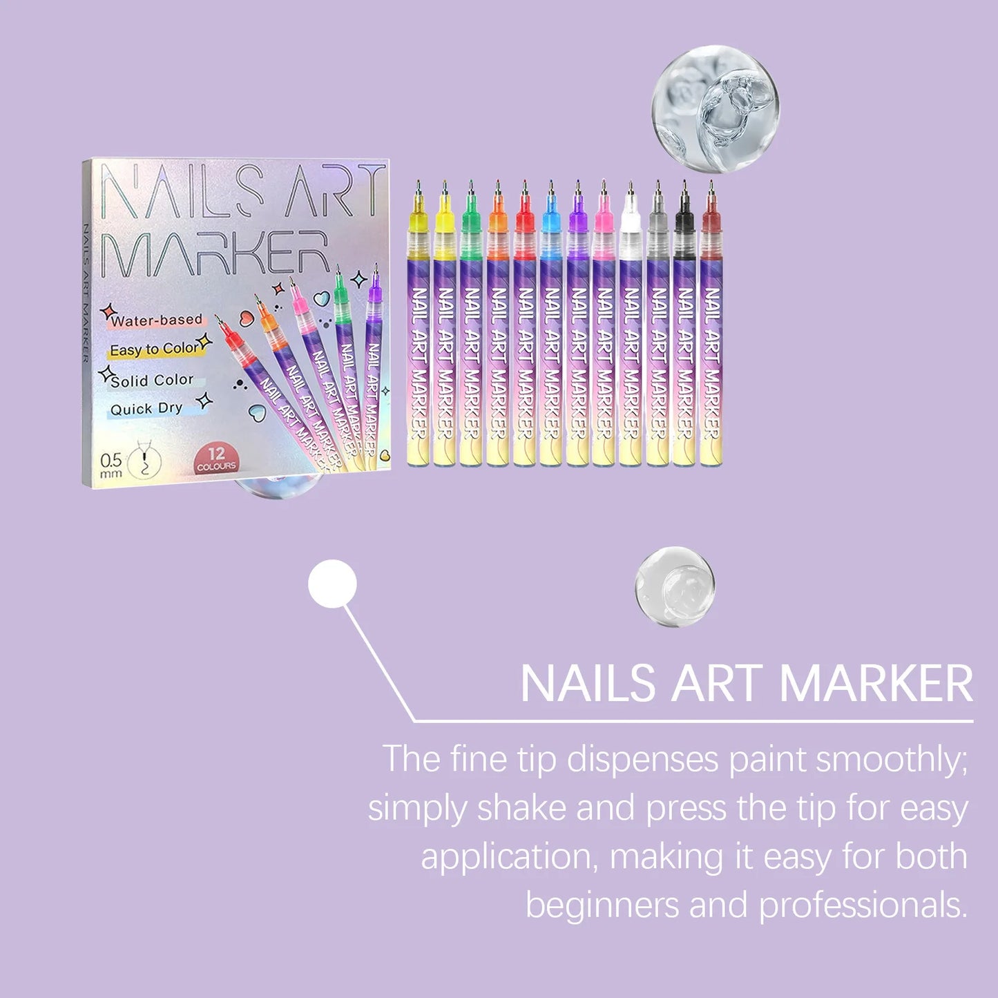 12 color nail pen for gel nail christmas gift set, 3D nail polish pen, quick dry stipple DIY nail art tools