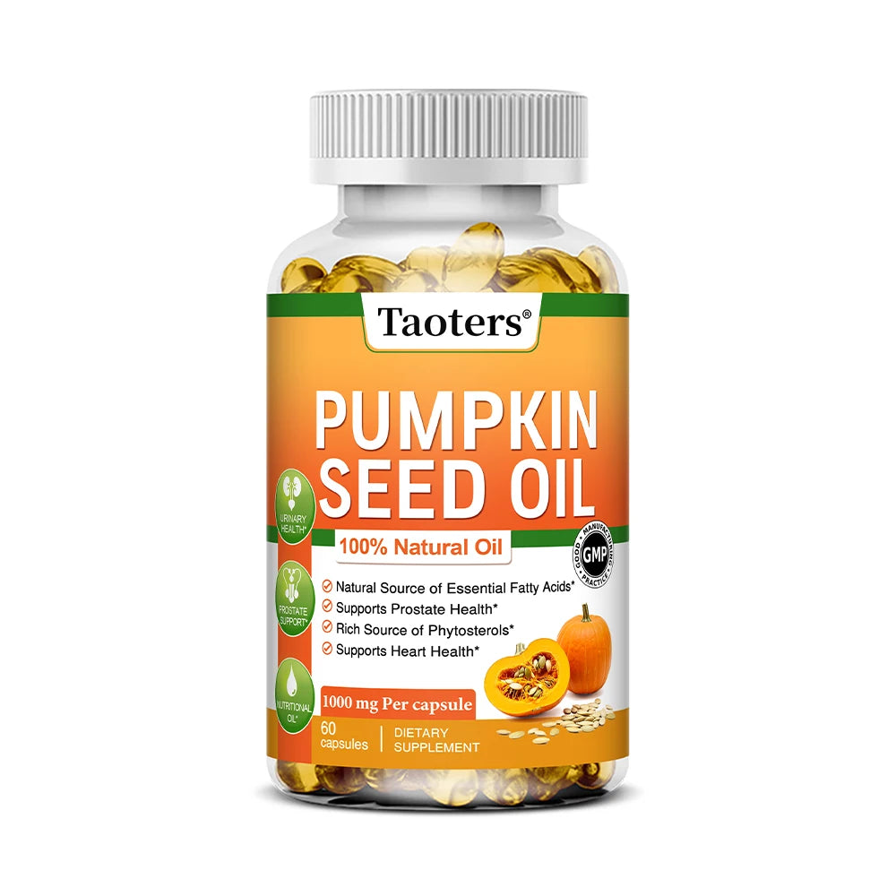 Pumpkin Seed Oil Capsules - Promotes Hair Growth, Urinary Tract and Prostate Health, Cardiovascular Support | Non-GMO