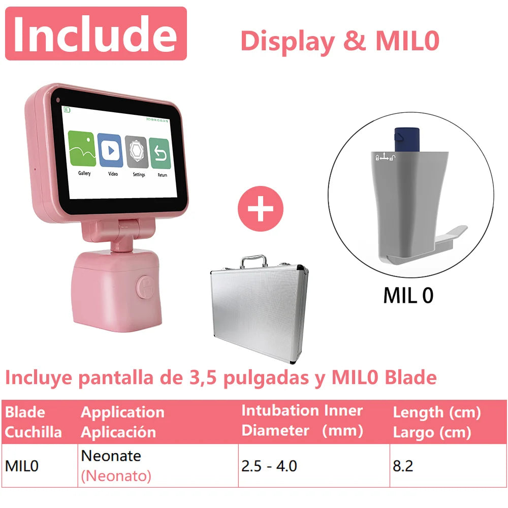 3.5" Touch Screen Video Laryngoscope for Anesthesia, 6 Blades Optional & Customizable Combination