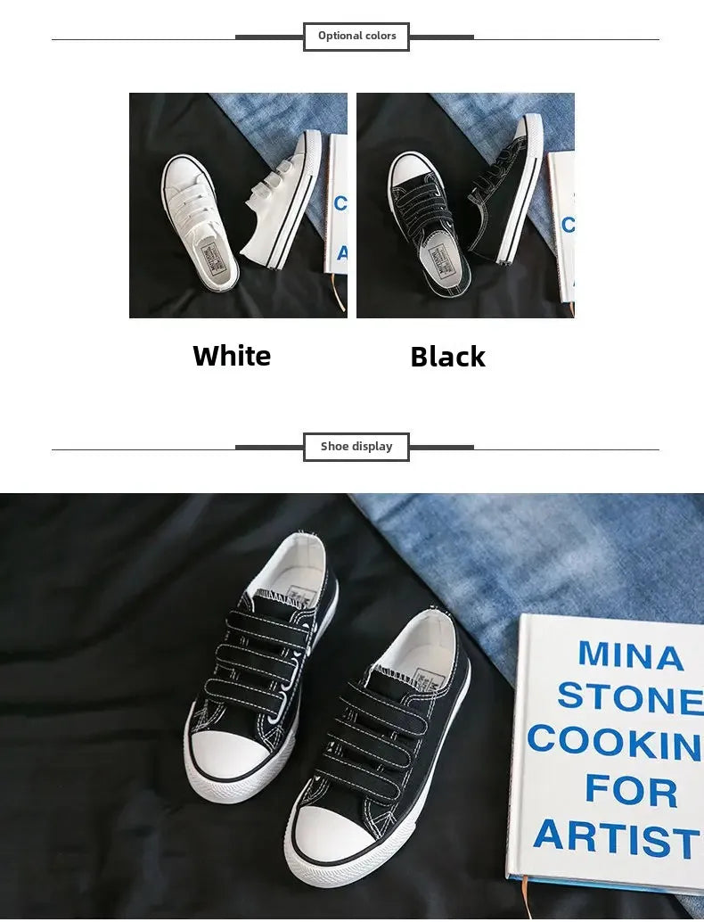 Women's Canvas Shoes Spring Autumn Universal Platform Flat Heel Synthetic Inner Material Rubber Sole Magic Tape Casual Shoes