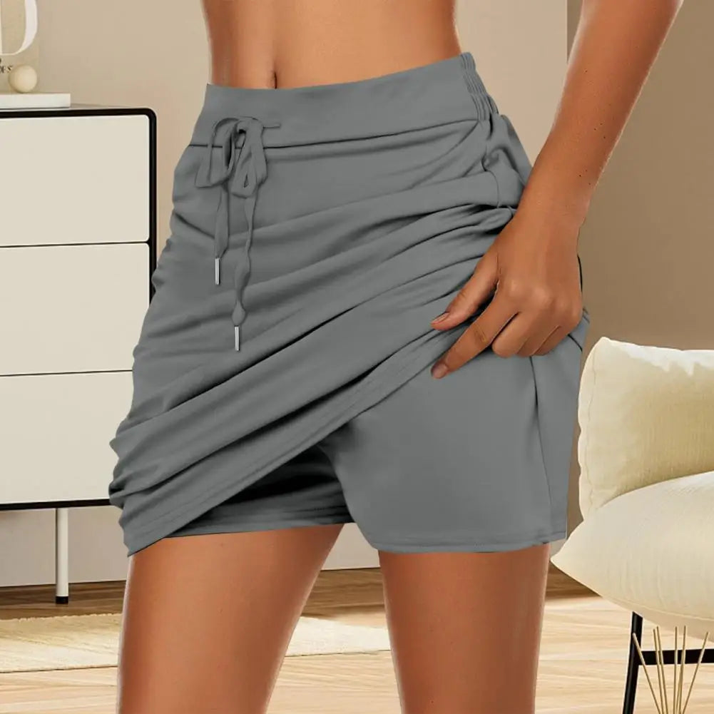 Women Golf Tennis Skort with Inner Shorts High Waist Wide Waistband Solid Athletic Skirt Sports Inner Bike Shorts Women Skort