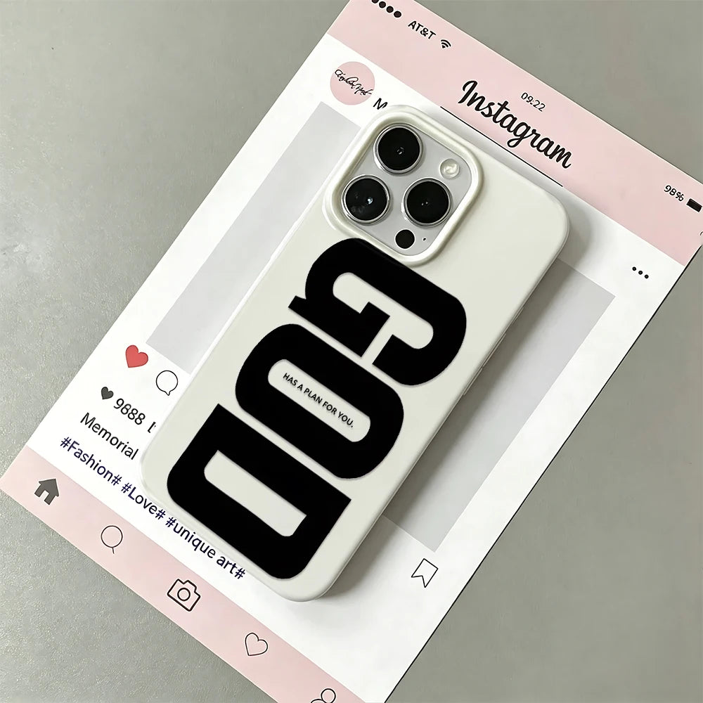 Phone Case For Iphone 16 15 14 Plus 13 12 11 Pro Max 17 Air Black And White "God" Character Design For Iphone 16 15 14 Soft Case