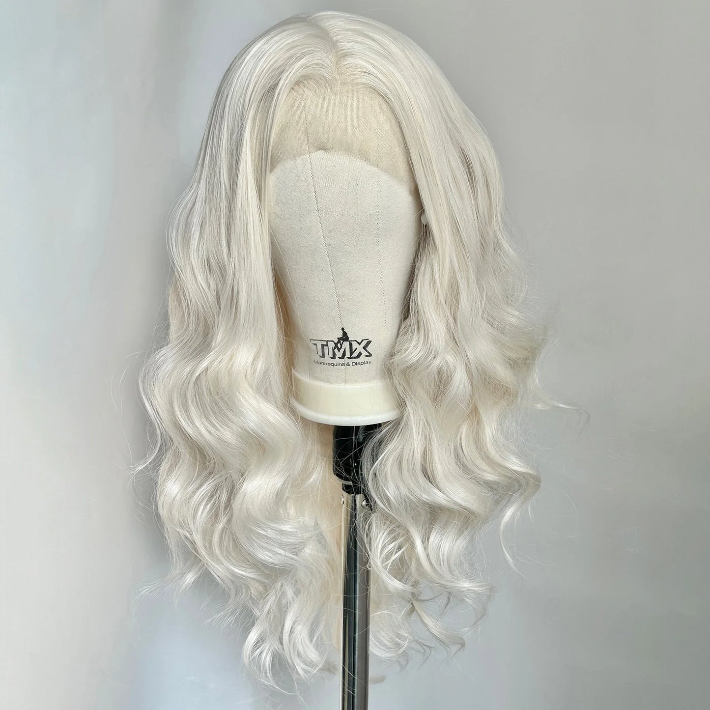 Long Blonde Body Wave Lace Front Wigs for Women Free Part White Platinum Blonde Curly Wavy 13X4 Glueless Synthetic Daily Cosplay