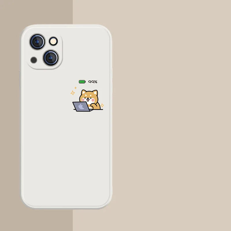 Funny Work Hard Shiba Inu Dog Phone Case For iPhone 17 16 15 11 12 14 13 Pro Max Mini X XR 7 8 Plus SE 16E Air Soft Cover Fundas