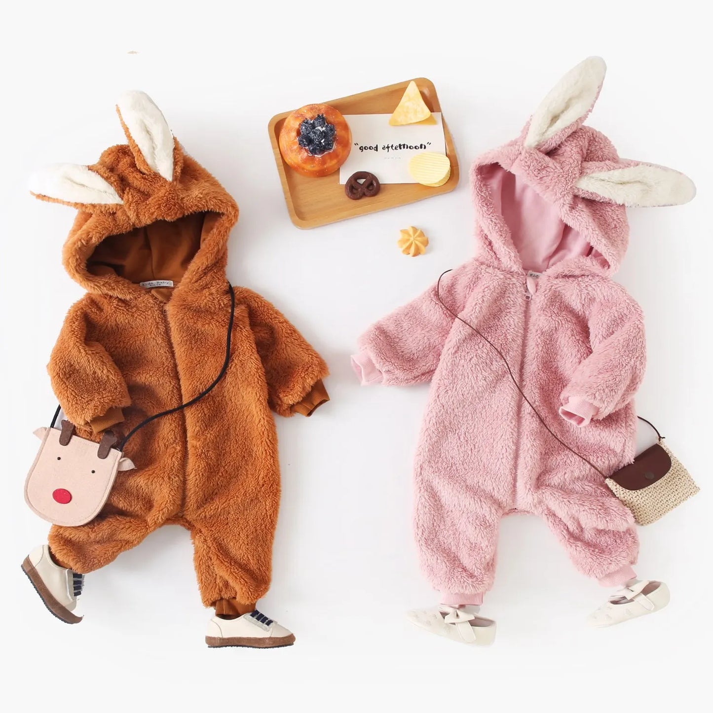 Sanlutoz Winter Fleece Thickened Zipper Toddler Long Sleeve Jumpsuits Clothing Warm Baby Rompers Cute Animal Hooded