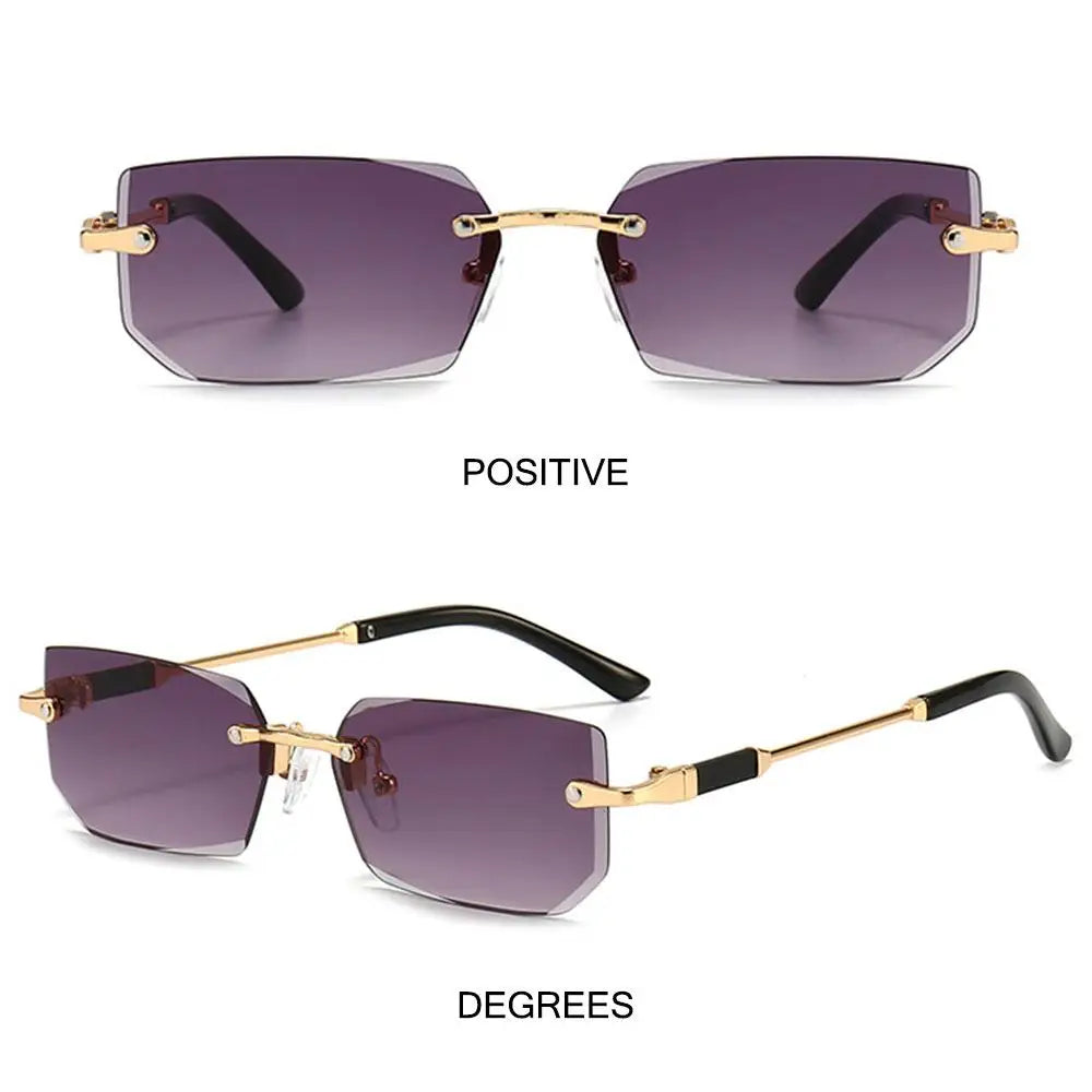 Retro Rimless Sunglasses for Women Men Trendy Frameless Rectangle Sun Glasses Retro Shades Fashion Summer Travel UV400 Eyewear