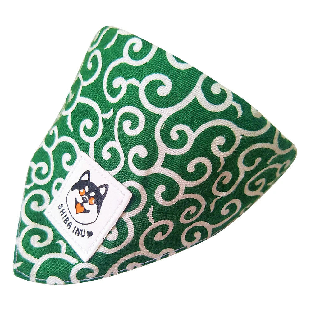 Classical Japanese Pattern Style Popular Shiba Scarf Bandana Roll Grass Cat Collar  Dog Accessories for Small Dogs for Dog