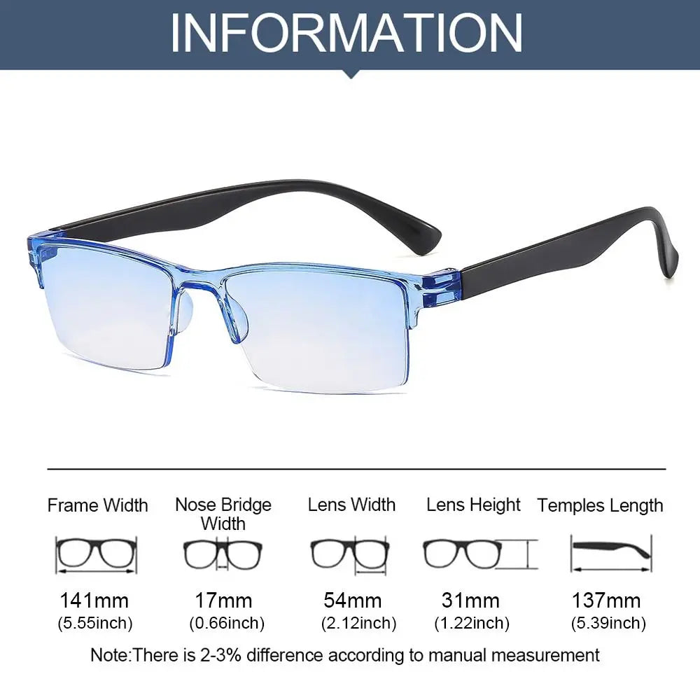 Ultralight Anti Blue Ray Reading Glasses Smart Automatic Zoom Reading Glasses Autofocus Power Half-Rim Near Far Computer Glasses