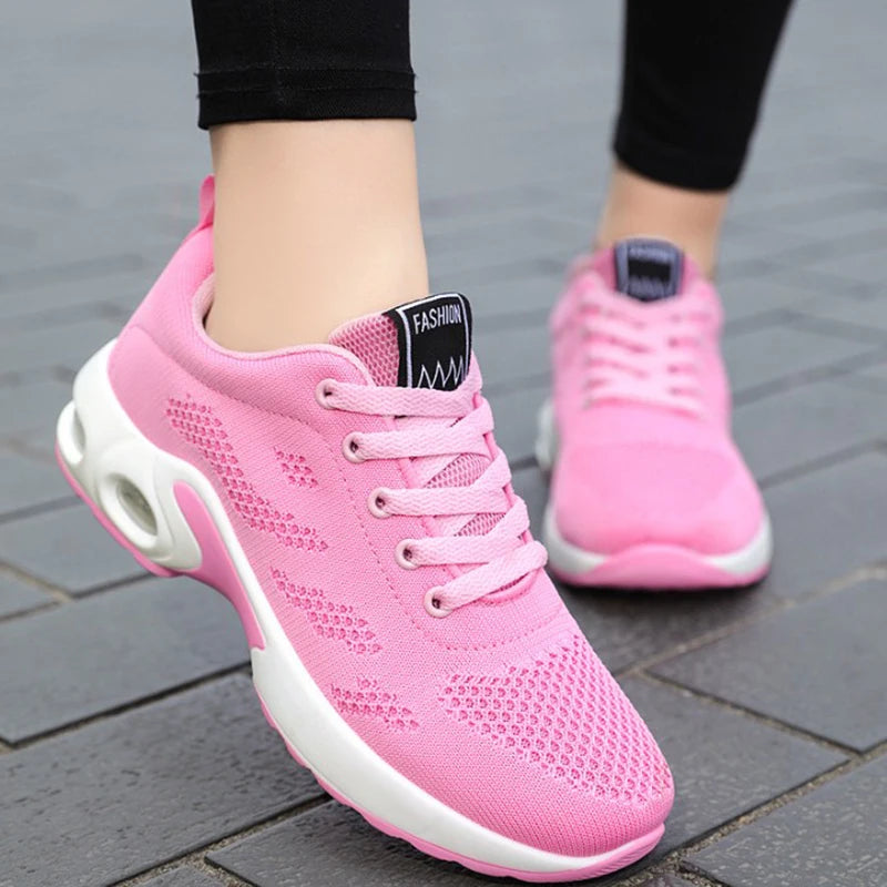Women Mesh Breathable Casual Sneakers Lace-up Vulcanized Shoes Ladies Platform Sneakers Female Shoes Plus Size Zapatos De Mujer