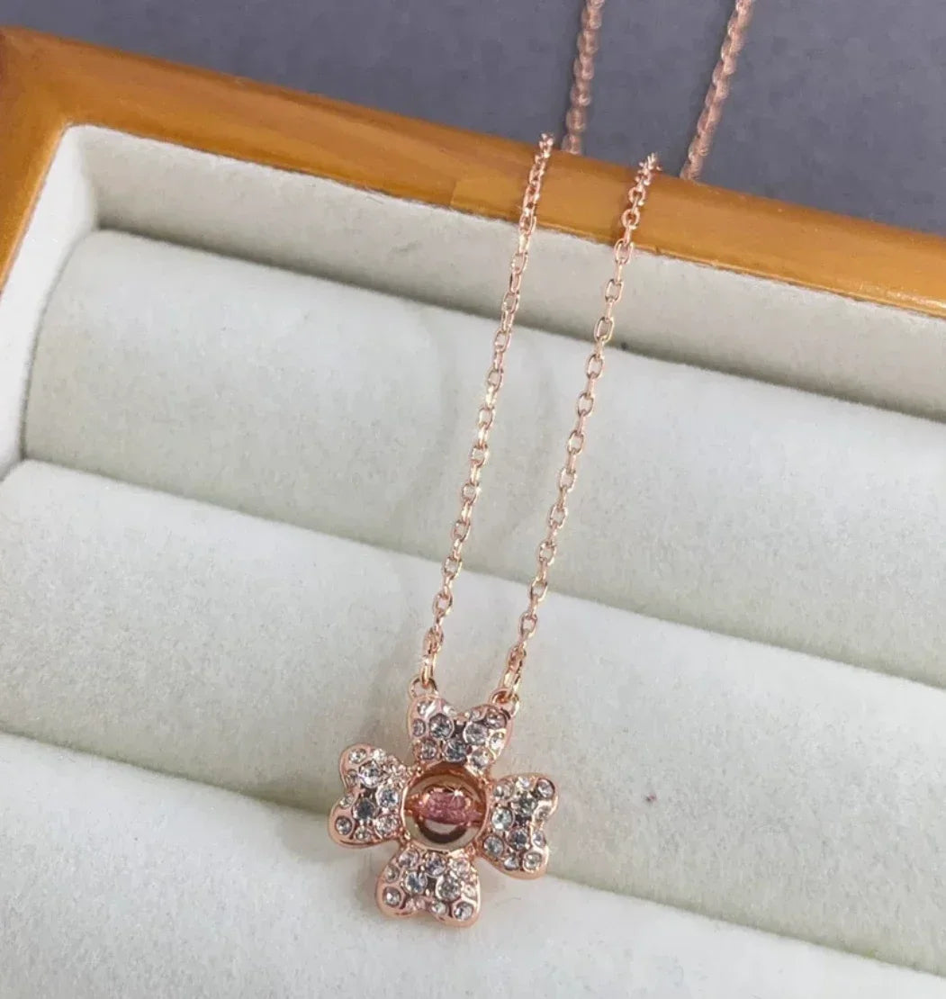 Snowflake Flowers Original New Sales Trend High Quality Jewelry Flower Sets Necklace Earring Ring Bracelet Pink Anniversary Gift