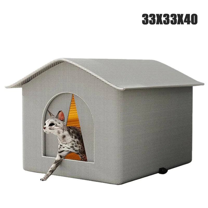 Stray Cat House Outdoor Waterproof Winter Warm Shelter Foldable Washable Enclosed Kennel for Feral Cats Small Dogs