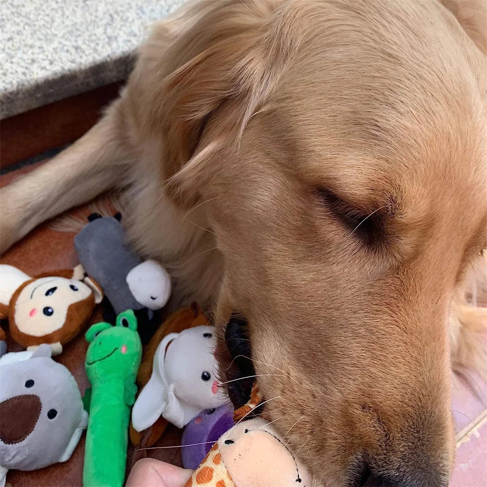 Pet Dog Toys Plush Chew Toy Soft Banana Bone Vegetable Fruit Squeaky Puppy Training Interactive Toy Bite-Resistant Pet Supplies