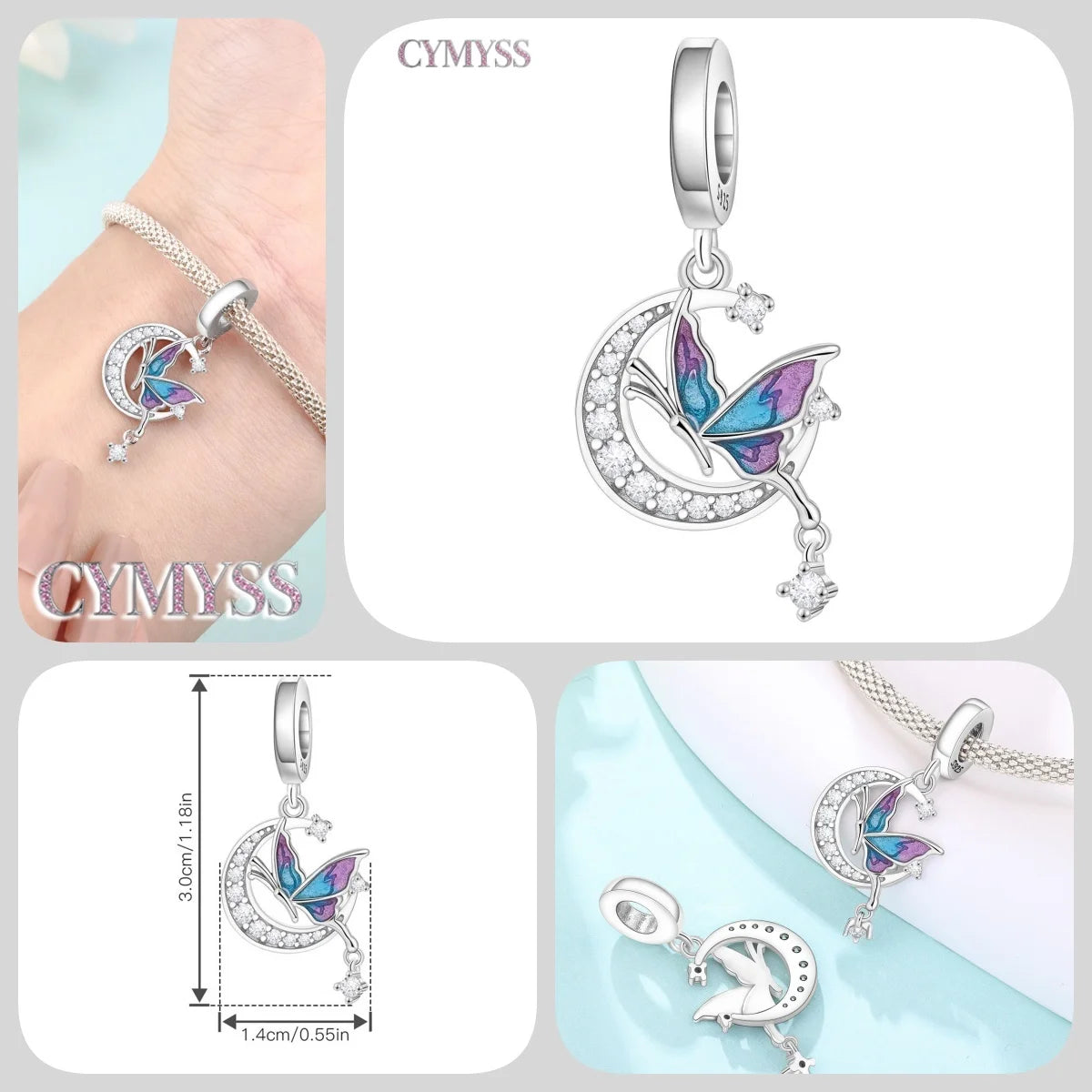 925 Sterling Silver Plated Bee Sunflower Butterfly Charm Pendant Fine Jewelry Women DIY Bracelet Necklace Birthday Party Gift