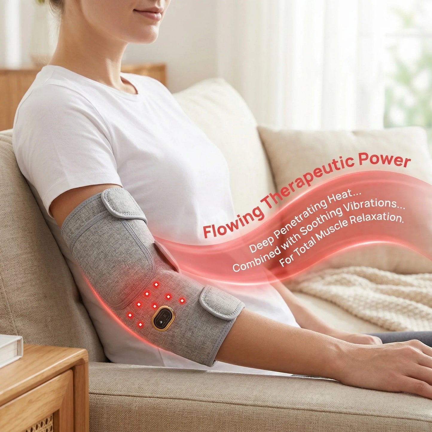 Red Light Heated Elbow Massager Brace-3 Gear Timer Vibration Relieves Muscle Relaxation Elbow for Fitness Fans Seniors