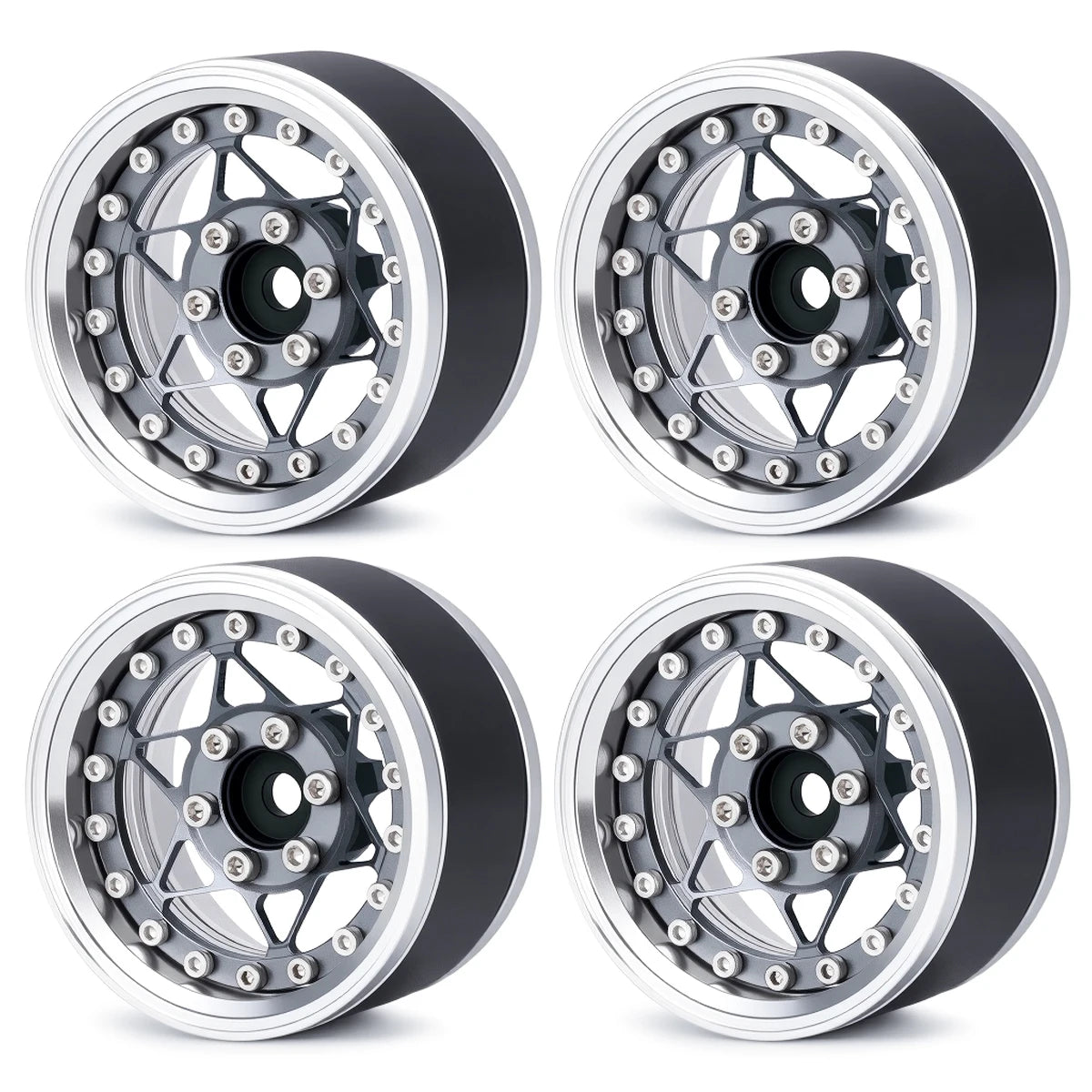 Universal CNC Aluminum 1.9" Beadlock Wheels for 1/10 RC Crawler - Fits Axial SCX10, TRX4, TRX6, Redcat Gen8, D90 Upgrade Parts