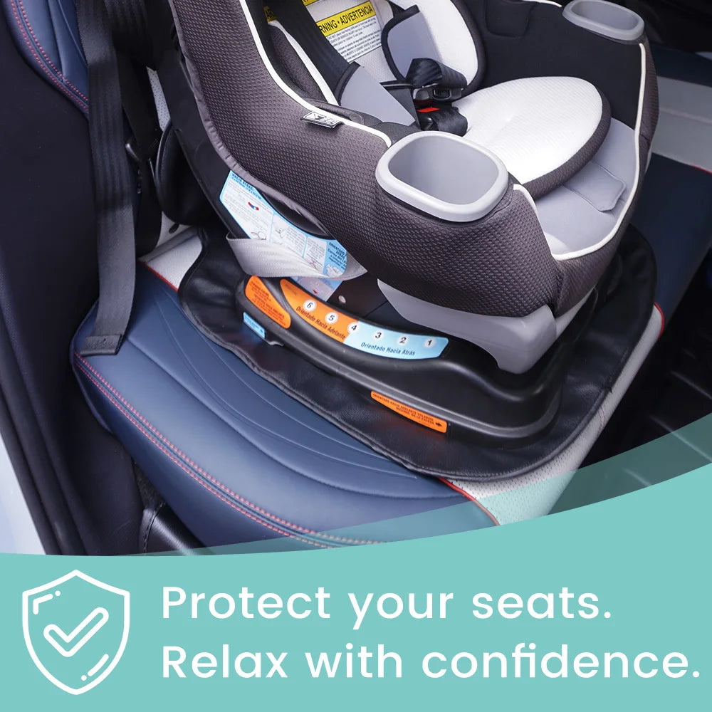 Leather Car Seat Protector Mat - Waterproof Anti-Stain Pad for Child Car Seats Universal Fit Sedan SUV