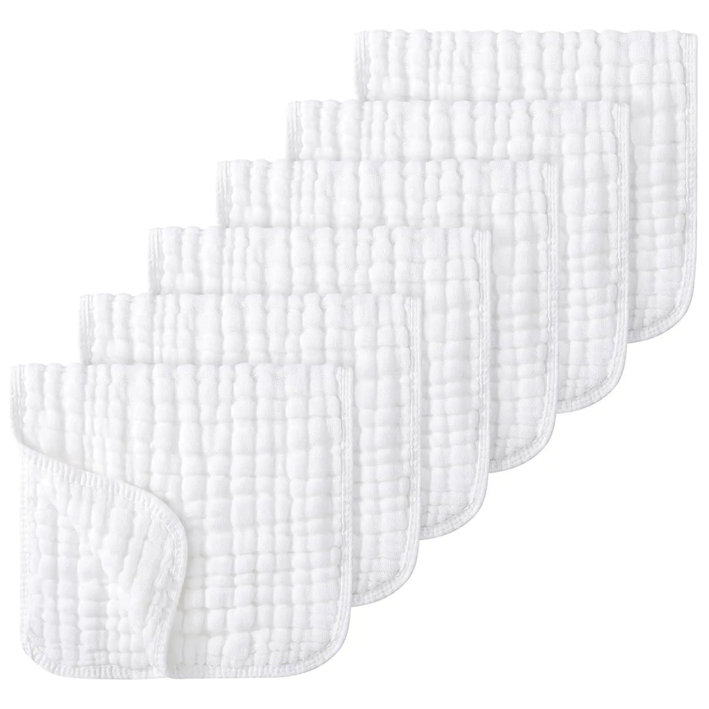 6Pcs Baby Cotton Washcloth Absorbent Soft Gauze Facecloth Saliva Towel Feeding Baby Stuff Strong Water Absorption and Softness