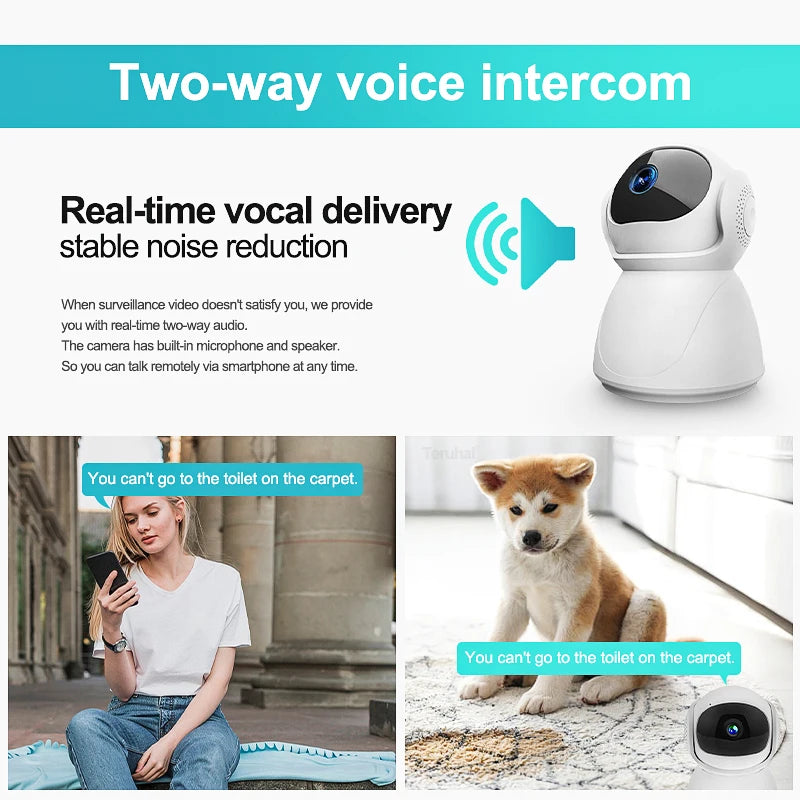 Wireless PTZ Camera Indoor Wireless WiFi Smart Home Camera Night Vision Outdoor Security Camera Baby Monitor Pet Dog Camera