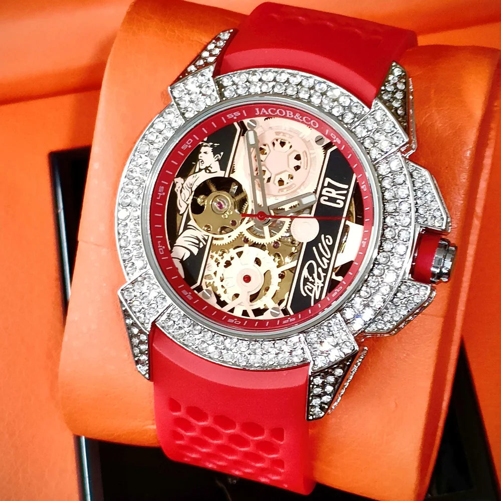 TOP Very Hot Jacob & Co Original Brand Watches For Mens  Full Diamond Automatic Mechanical Wristatch High Quality AAA Clocks