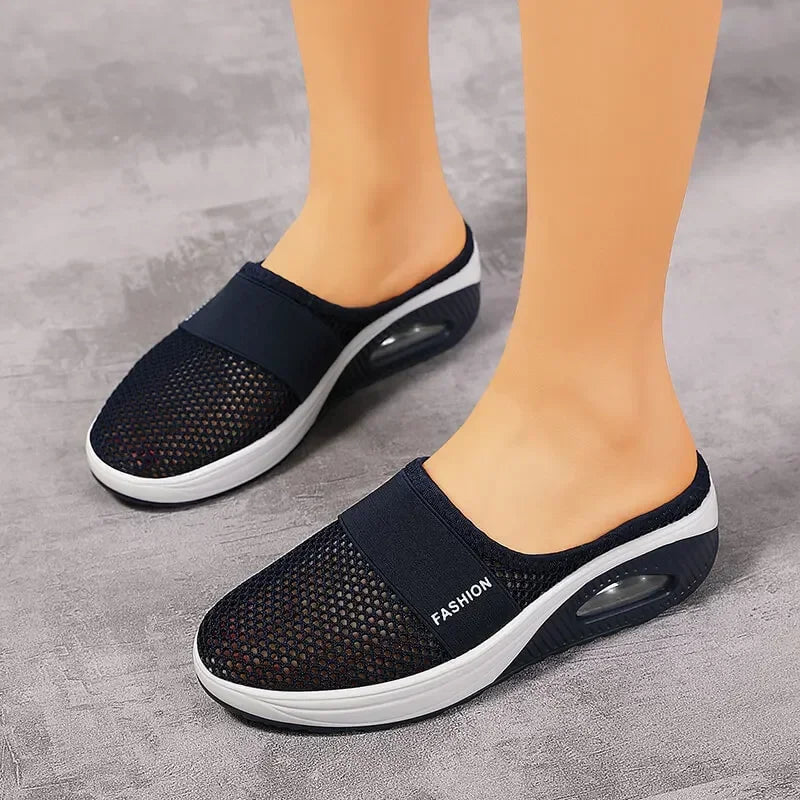 Air Cushion Slip-On Women Walking Shoes Orthopedic Diabetic Ladies Platform Mules Mesh Lightweight Slippers Wedge Female Sneaker