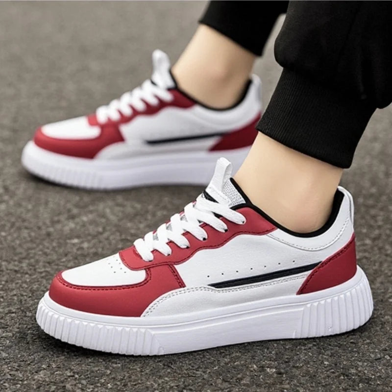 YRZL Fashion Leather Men Casual Shoes Lightweight Running Shoes Platform White Sneakers Outdoor Breathable Sport Shoes Shoes