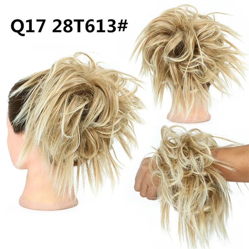 Synthetic Hair Bun Extensions Messy Curly Elastic Hair Scrunchies Hairpieces Synthetic Chignon Donut Updo Hair Pieces for Women