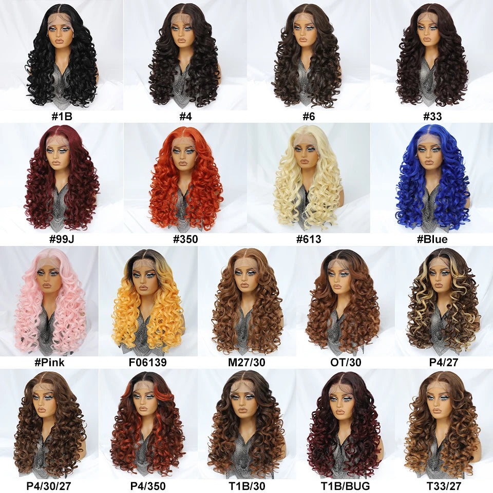 Lace Frontal Wigs 13X6 Synthetic Curly Lace Frontal Wigs With Bangs For Afro Women Pink Blonde Women Wigs With Baby Hair Latisha