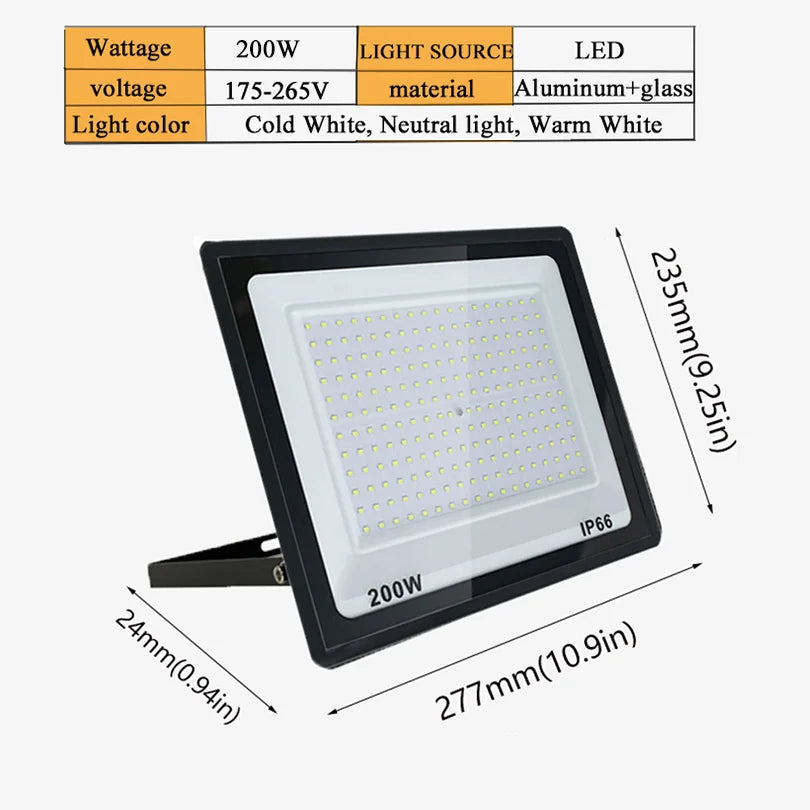 LED Floodlight Spotlight AC220V AC110V Ultra-bright Waterproof Light 10W 20W 30W 50W 100W 150W 200W 300W Garage Factory Lighting