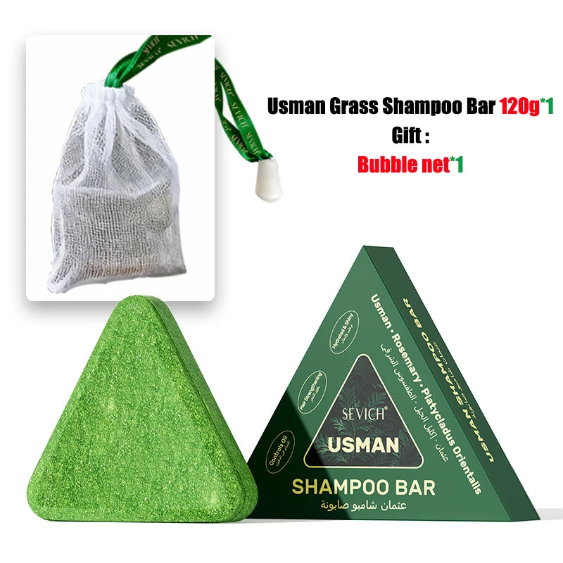 120g Usman Grass Soap Natural Herbal Hair loss treatment Strengthen Hair Roots Growth Shampoo Bar Solid Shampoo Bar Hair Care