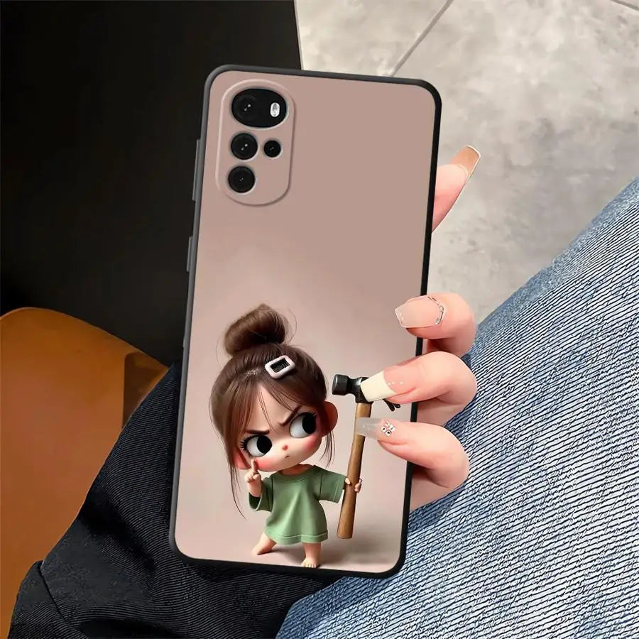 Cartoon Girl Pattern Phone Cover Case for Motorola Moto G50 G60s G32 G71 G52 G22 Edge40 G53 G30 Edge 20 Pro 30 Lite G51 G73
